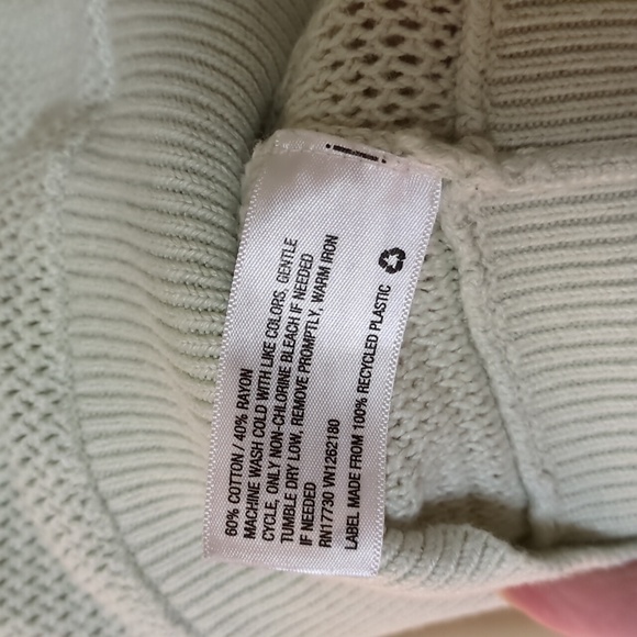 Prologue Small Sweater Pullover Mint Green Knit Stretch L/S Cotton - Picture 3 of 4